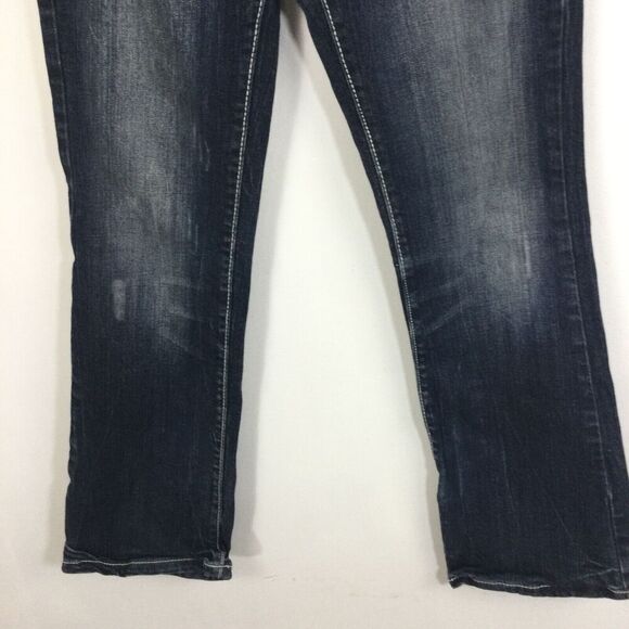 Wrangler Premium Patch Bootcut Mid Rise Western Dark Wash Denim Jeans Blue - Picture 2 of 15